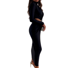 Load image into Gallery viewer, Hollow Out Ruched Turtleneck Dress-Modern Baby Las Vegas