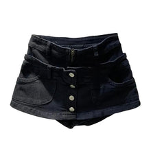 Load image into Gallery viewer, Double Waist Patch Denim Skirt