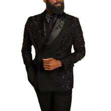 Load image into Gallery viewer, Black Crystal Beaded Suit