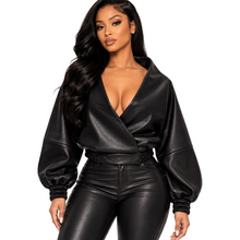 Load image into Gallery viewer, Leather V-Neck Top
