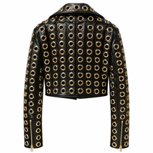 Load image into Gallery viewer, Gold Eyelet Leather Jacket