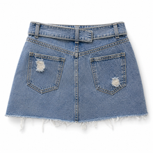 Load image into Gallery viewer, Patch Distressed Denim Skirt