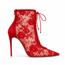 Load image into Gallery viewer, Pointed Toe Lace Mesh Boots