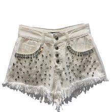 Load image into Gallery viewer, Rhinestone Fringe Denim Shorts