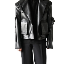 Load image into Gallery viewer, Short Pocket Leather Jacket-Modern Baby Las Vegas
