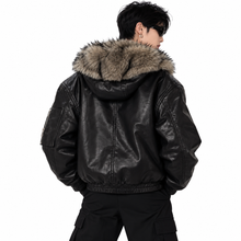 Load image into Gallery viewer, Double-Faced Leather Fur Hooded Coat