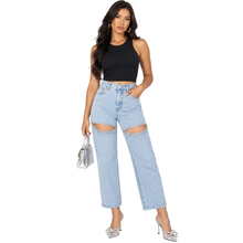 Load image into Gallery viewer, Crystal Hollow Out Denim Jeans