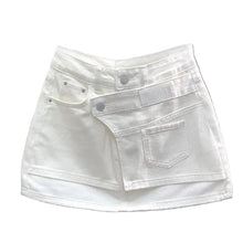 Load image into Gallery viewer, Patch Wrap Denim Skirt