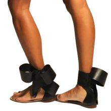 Load image into Gallery viewer, Black Leather Bow Sandals-Modern Baby Las Vegas