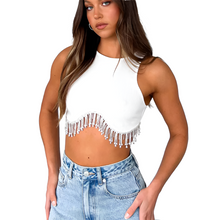 Load image into Gallery viewer, Rhinestone Tassel Crop Top-Modern Baby Las Vegas