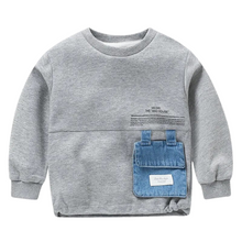 Load image into Gallery viewer, Denim Pocket Blue Patch Sweatshirt-Modern Baby Las Vegas