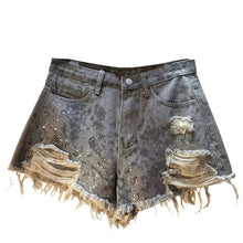 Load image into Gallery viewer, Crystal Wild Print Denim Shorts