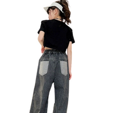 Load image into Gallery viewer, Patch Letter Pocket Ripped Jeans-Modern Baby Las Vegas