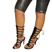 Load image into Gallery viewer, Snake Print Hollow Out Sandals