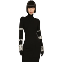 Load image into Gallery viewer, Black Crystal Midi Party Dress-Modern Baby Las Vegas