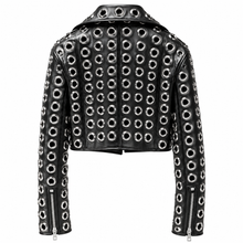 Load image into Gallery viewer, Gold Eyelet Leather Jacket