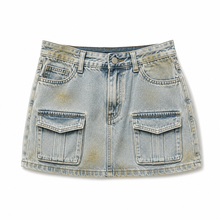 Load image into Gallery viewer, Brushed Pocket Denim Skirt