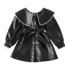 Load image into Gallery viewer, Belted Leather Lace Collar Dress-Modern Baby Las Vegas