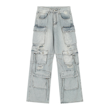 Load image into Gallery viewer, Ripped Heavy Washed Multi-Pocket Denim Jeans-Modern Baby Las Vegas