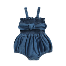 Load image into Gallery viewer, Denim Bow Romper