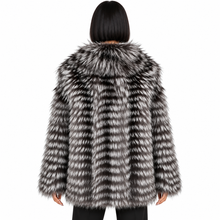 Load image into Gallery viewer, Silver Fox Belted Fur Coat