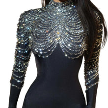 Load image into Gallery viewer, Crystal Drip Shoulder Jumpsuit-Modern Baby Las Vegas
