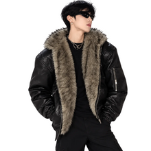 Load image into Gallery viewer, Double-Faced Leather Fur Hooded Coat