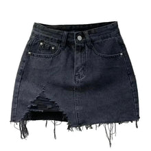 Load image into Gallery viewer, Ripped Mini Denim Skirt