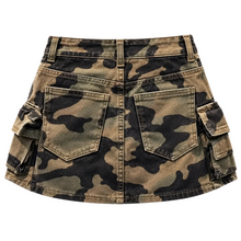 Load image into Gallery viewer, Multi- Pocket Camo Denim Skirt