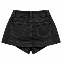 Load image into Gallery viewer, Black Side Zipper Denim Skirt