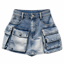 Load image into Gallery viewer, Vintage Multi-Pocket Denim Skirt