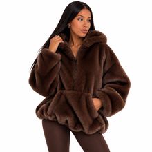 Load image into Gallery viewer, Luxe Fur Zipper Jacket