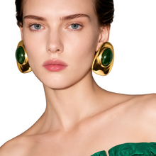 Load image into Gallery viewer, Gold Geo Colored Round Earrings