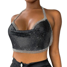 Load image into Gallery viewer, Chain Lined Metal Crop Top