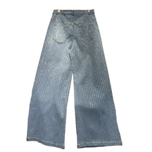 Load image into Gallery viewer, Pin-Striped Crystal Denim Jeans