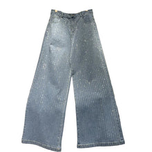 Load image into Gallery viewer, Pin-Striped Crystal Denim Jeans