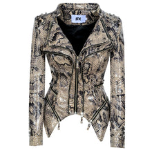 Load image into Gallery viewer, Snake Print Zipper Leather Jacket-Modern Baby Las Vegas