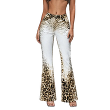 Load image into Gallery viewer, Faded Leopard Print Flared Denim Jeans