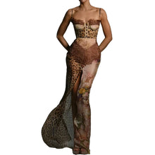 Load image into Gallery viewer, Leopard Paisley Patch Maxi Dress