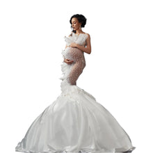 Load image into Gallery viewer, Feather And Pearl Mermaid Gown-Modern Baby Las Vegas