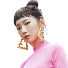 Load image into Gallery viewer, Letter F Bamboo Hoop Earrings-Modern Baby Las Vegas