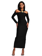 Load image into Gallery viewer, Hollow Out Gold Accent Dress