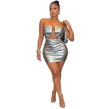 Load image into Gallery viewer, Futuristic Short Leather Dress