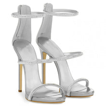 Load image into Gallery viewer, Silver 3-Strap Rhinestone Sandals-Modern Baby Las Vegas
