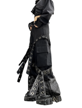 Load image into Gallery viewer, Metal Hole Ribbon Denim Jeans-Modern Baby Las Vegas