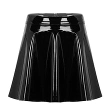 Load image into Gallery viewer, Black Patent Leather Pleated Mini Skirt-Modern Baby Las Vegas
