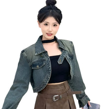 Load image into Gallery viewer, Ombre Button Cropped Denim Jacket-Modern Baby Las Vegas