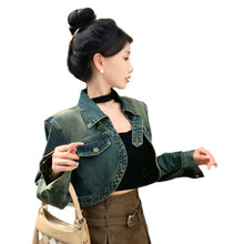 Load image into Gallery viewer, Ombre Button Cropped Denim Jacket-Modern Baby Las Vegas