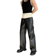 Load image into Gallery viewer, Patch Contrast Leather Pants-Modern Baby Las Vegas