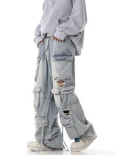 Load image into Gallery viewer, Ripped Heavy Washed Multi-Pocket Denim Jeans-Modern Baby Las Vegas